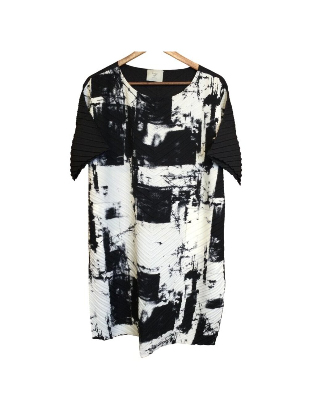 Chalet Et Ceci Tessia Dress Black White Abstract Print Crinkle Textured Size S